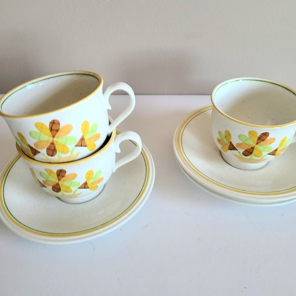 Vintage Patches Versatone by Noritake Japan BE O2 W10 set of 3 cup with saucers. - Picture 6 of 7